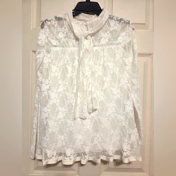 $395 NWT French See by Chloe Crystal White Lace Long Sleeve Top . Size 36 (US 5) - Picture 10 of 15